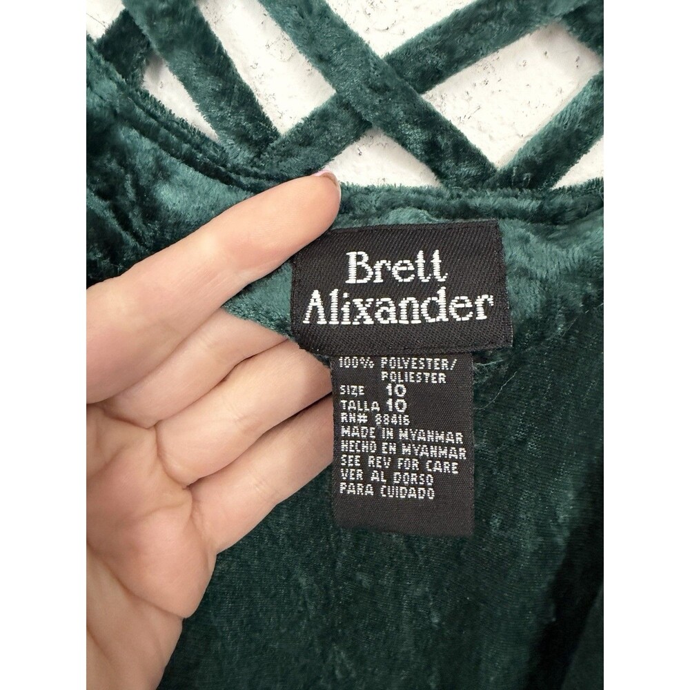 Vintage Women’s size 10 Green Velvet Midi Dress Y2K Witchy Goth Renaissance - Picture 2 of 6